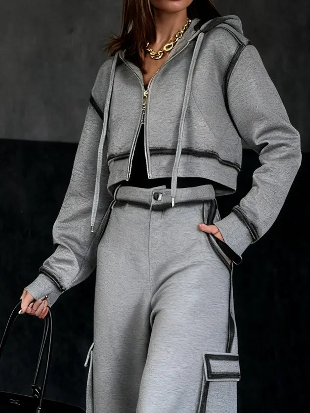 PIA - Giacca con cappuccio sfumata grigia casual