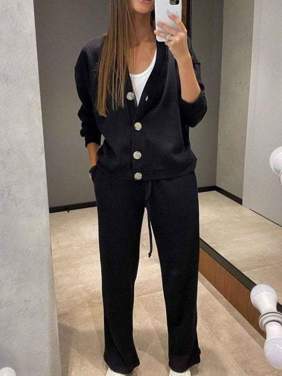 FRAINE - Set due pezzi con cardigan e pantaloni morbidi