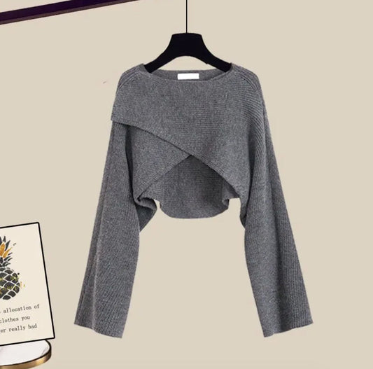 BEATRICE - Set grigio tre pezzi a maniche lunghe comode