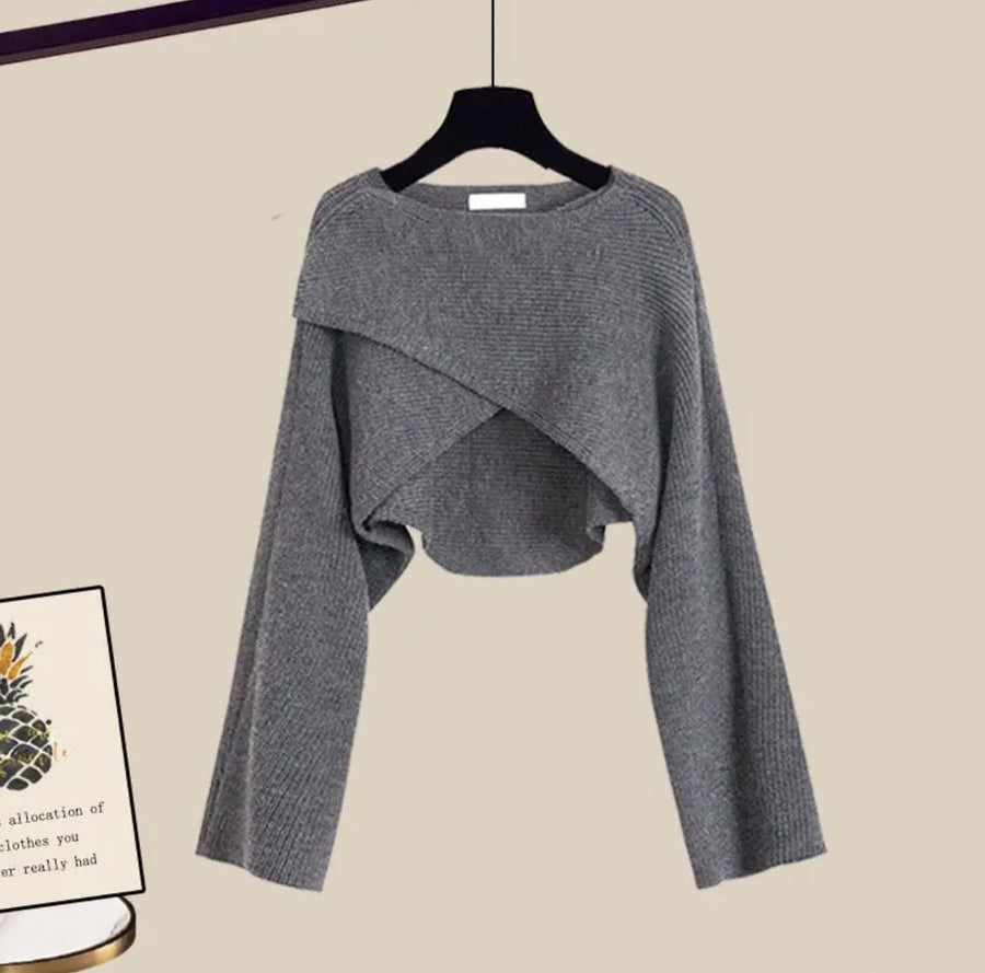 BEATRICE - Set grigio tre pezzi a maniche lunghe comode