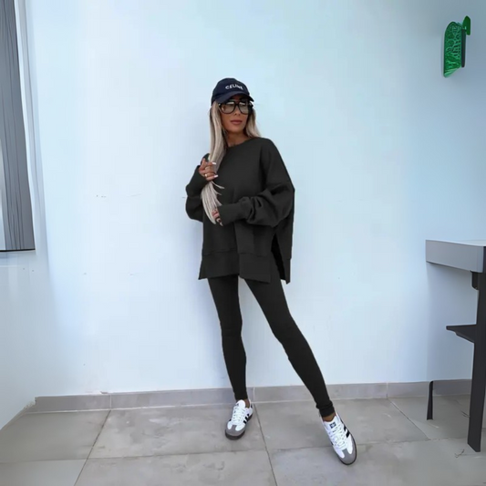 GIULIA - Set 2 pezzi felpa oversize e leggings multicolore