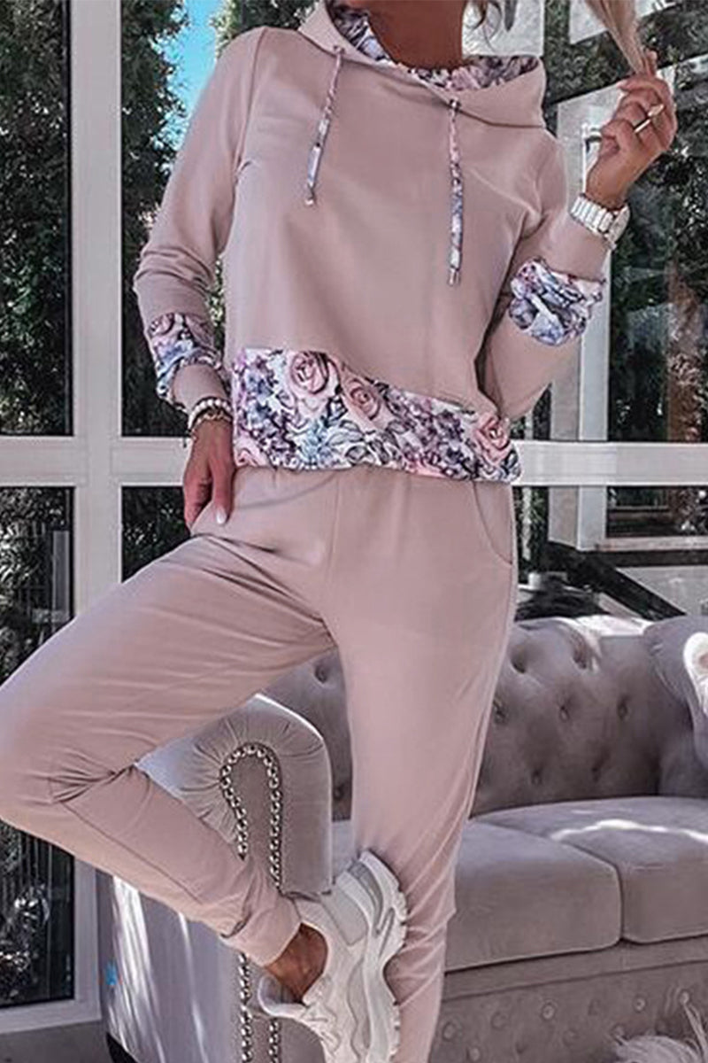 VIVERONE - Set due pezzi rosa con cappuccio e stampa a contrasto