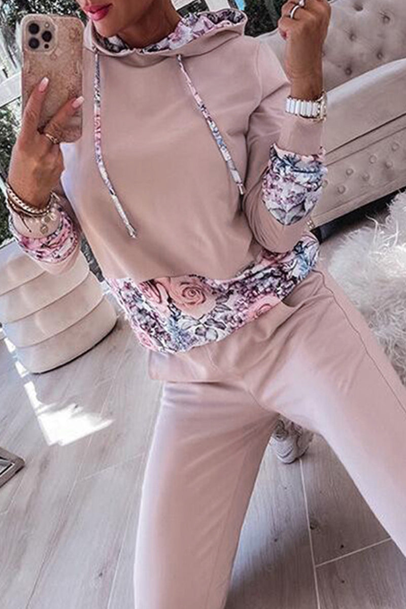 VIVERONE - Set due pezzi rosa con cappuccio e stampa a contrasto