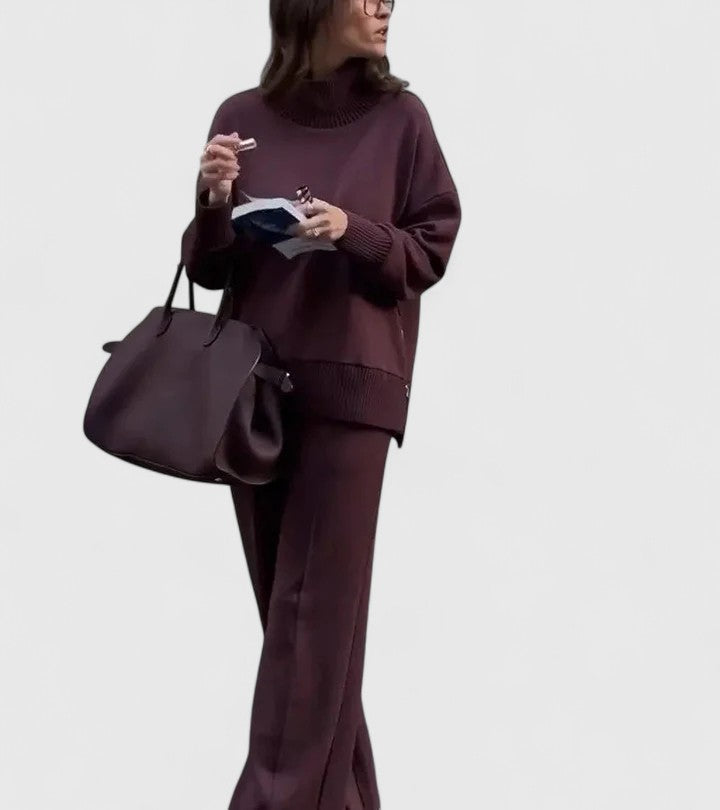 GIULIA - Completo due pezzi relaxed bordeaux e beige