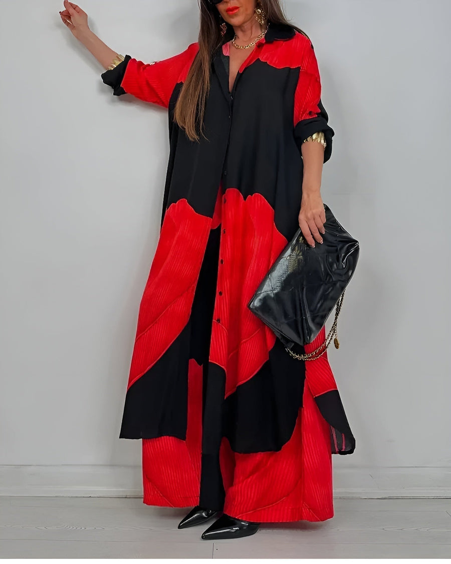 ALESSIA - Set due pezzi patchwork multicolore pantaloni ampi