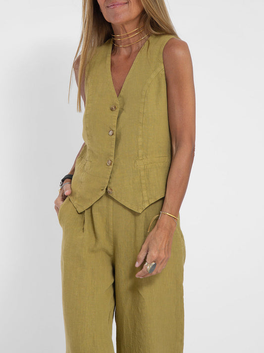 GIULIA - Set Gilet Bottonato e Pantaloni Wide Leg