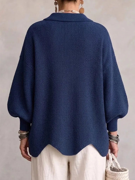 VALPELLINE - Cardigan oversize in maglia con bottoni metallici, blu navy e bordeaux