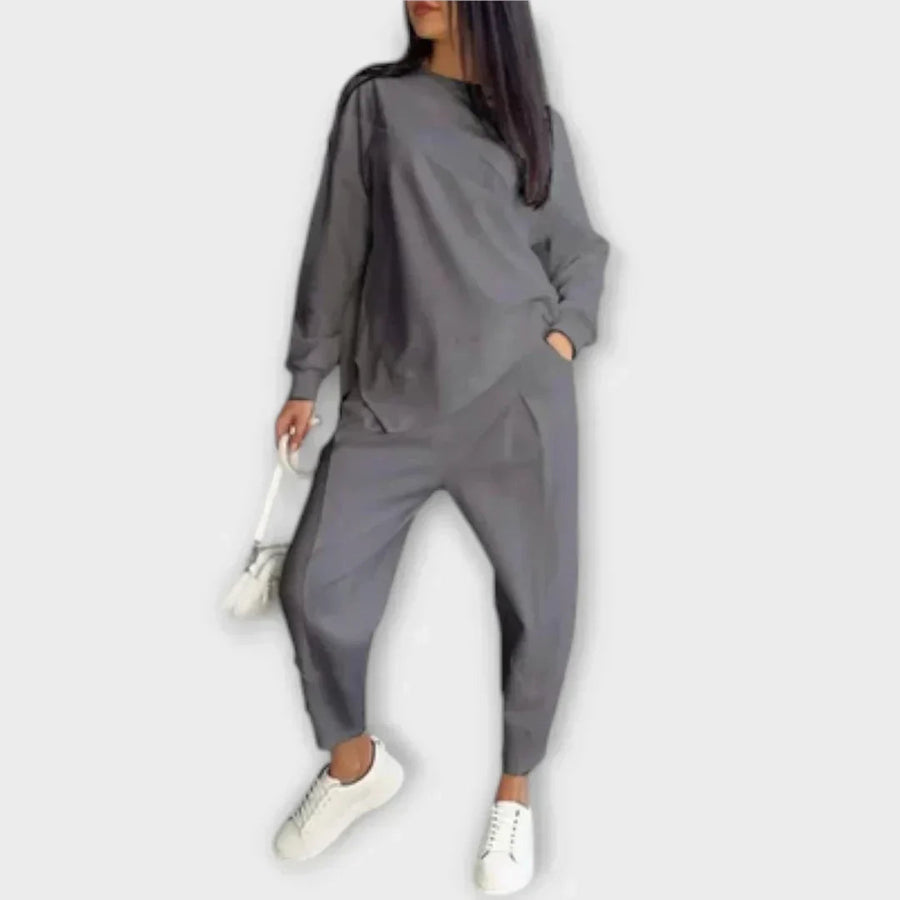 GIULIA - Completo casual due pezzi bianco grigio nero
