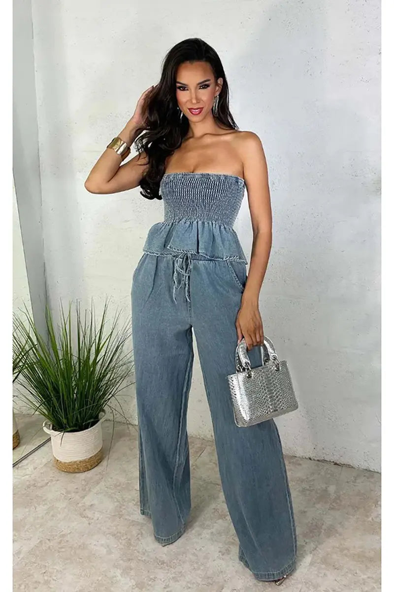 ISABELLA - COMPLETO DUE PEZZI IN DENIM BLU