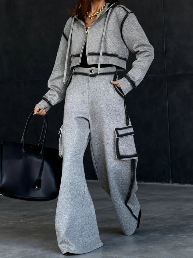 PIA - Giacca con cappuccio sfumata grigia casual