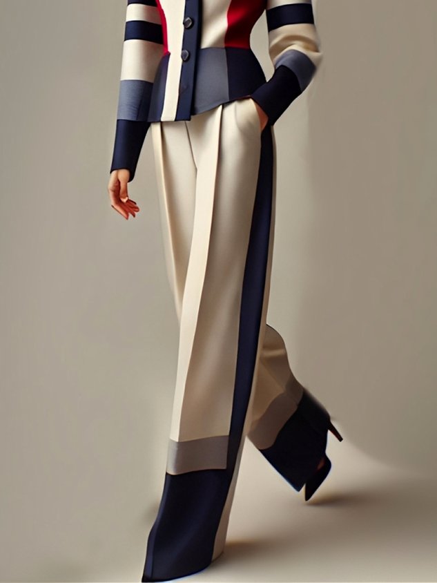 FOLLONICA - Pantaloni Wide Leg Color Block Urban