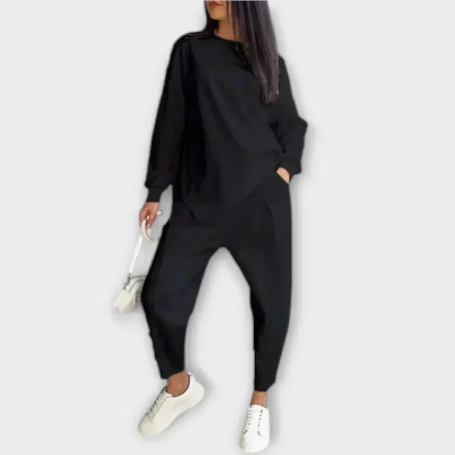 GIULIA - Completo casual due pezzi bianco grigio nero