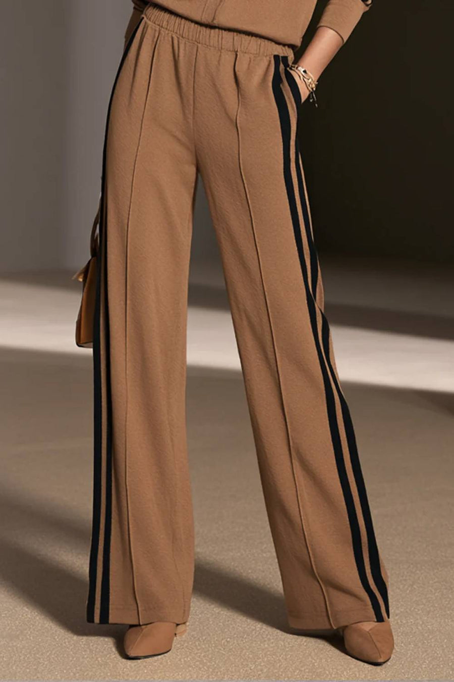 PRISCILLA - Set due pezzi con top e pantaloni wide leg a vita elastica
