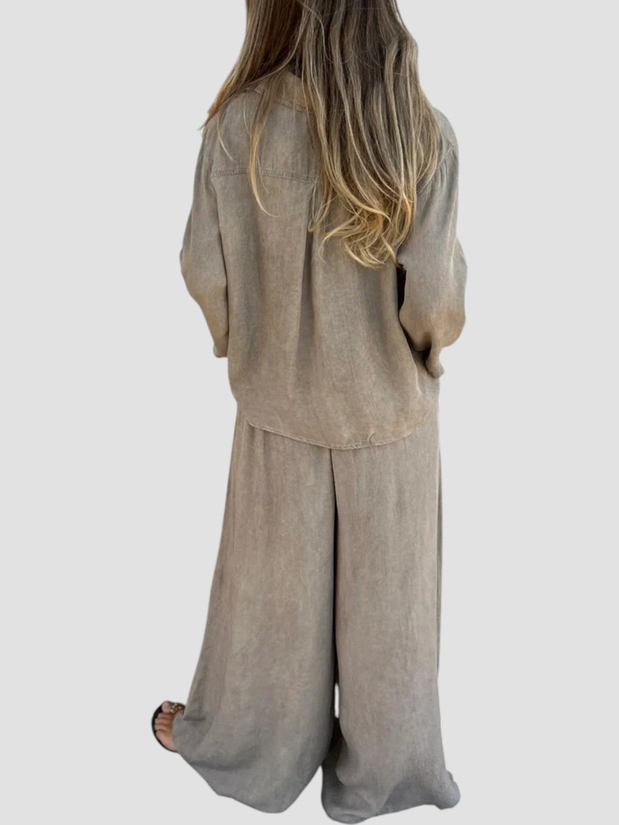 BEATRICE - Coordinato beige, viola e grigio