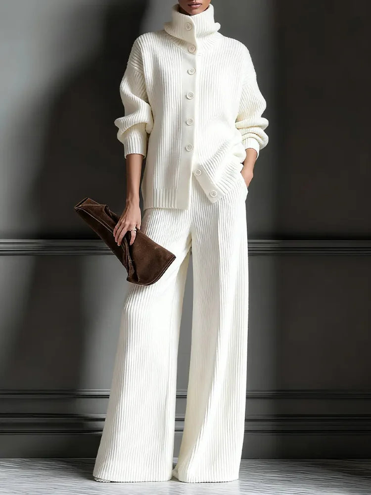 GIOVE - Set due pezzi in maglia con cardigan e pantaloni multicolore