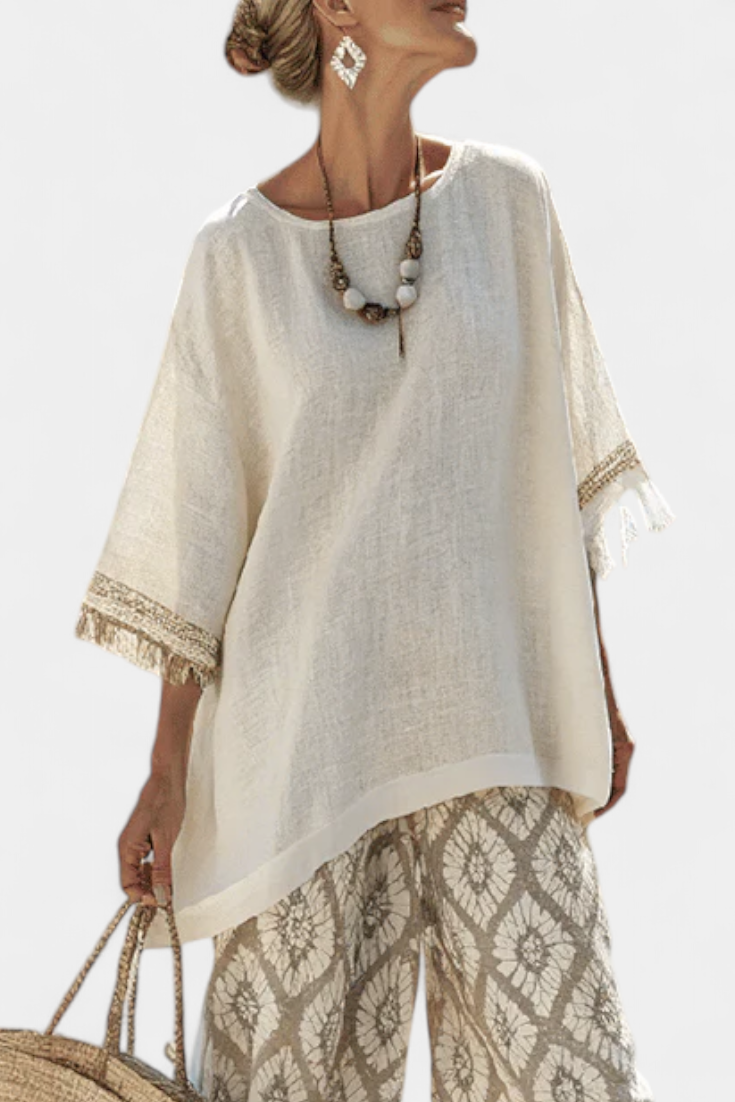 BIANCA - Completo a righe multicolori con top e pantaloni casual