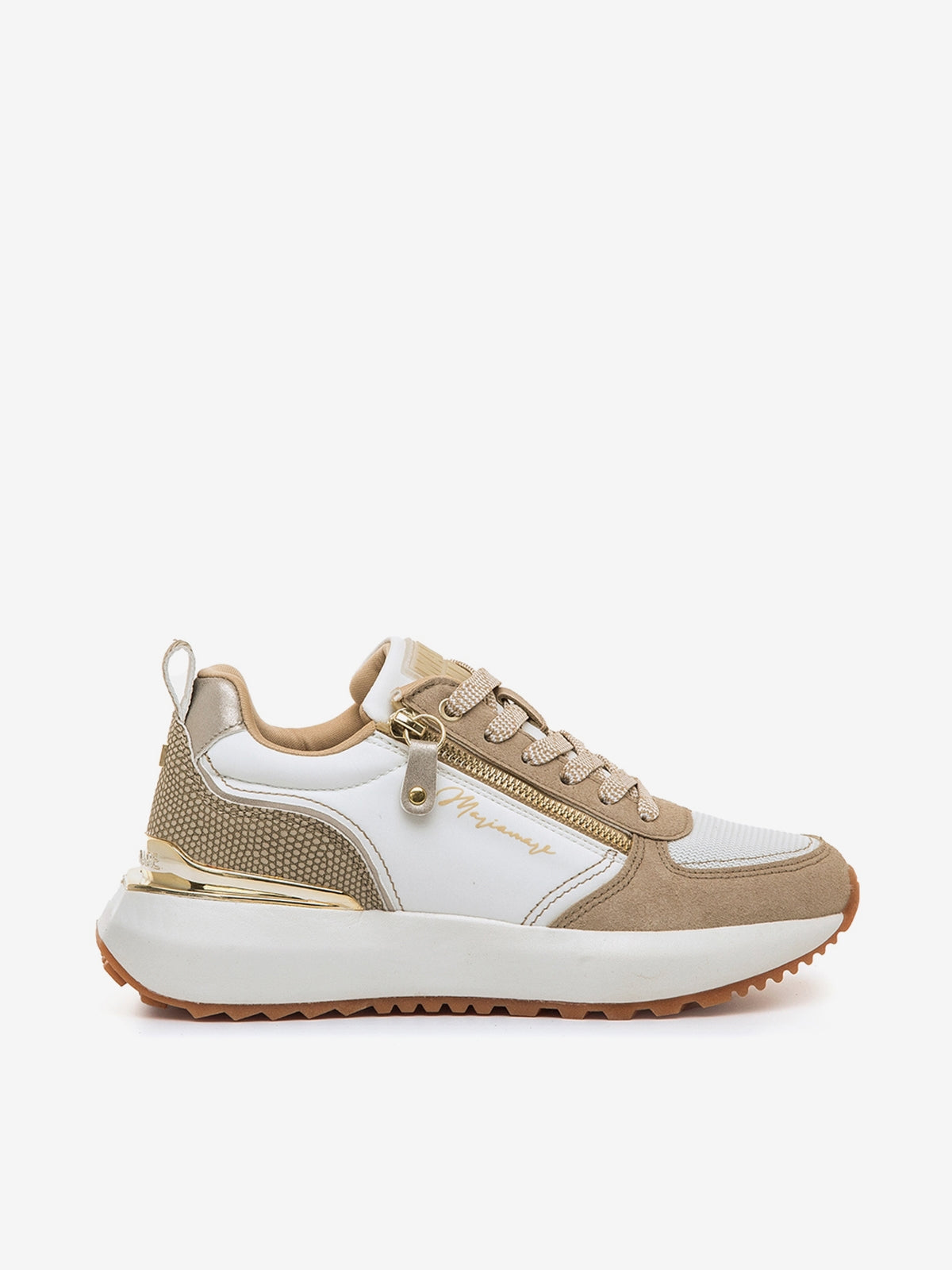 ALESSIA - Sneakers beige in pelle dallo stile essenziale
