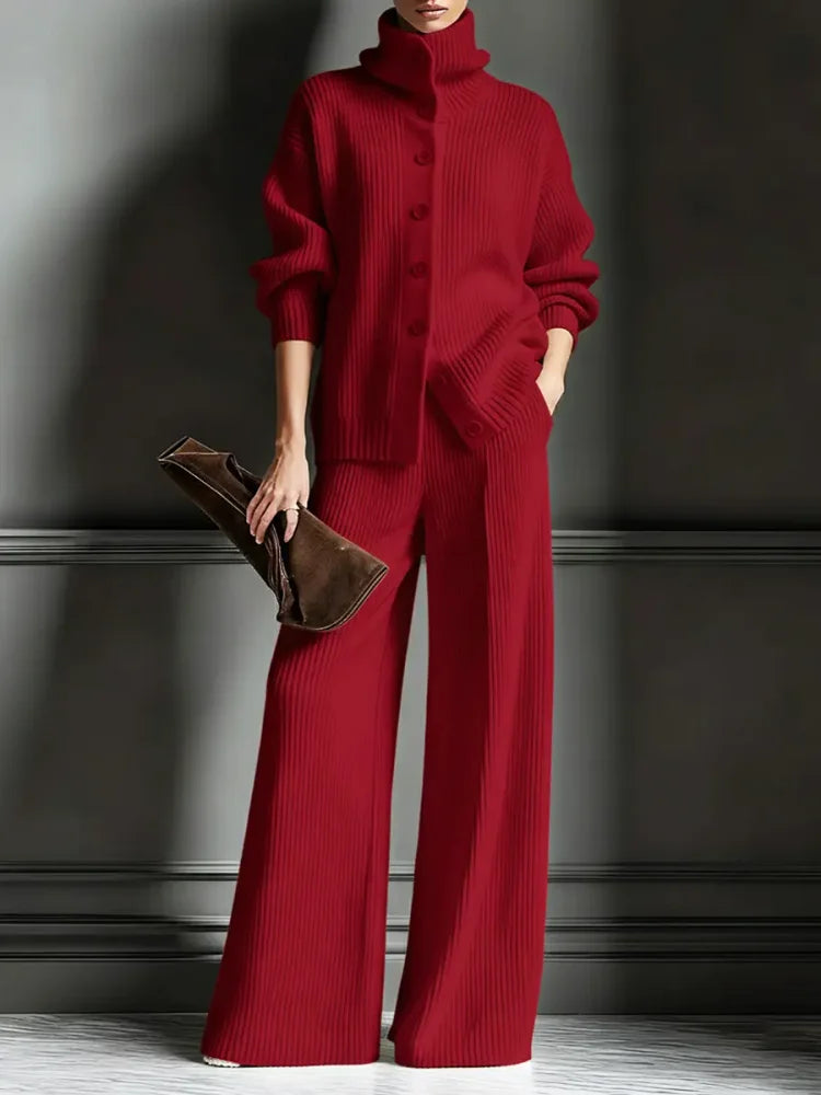 SOFIA - Completo in maglia con cardigan e pantaloni, 6 colori