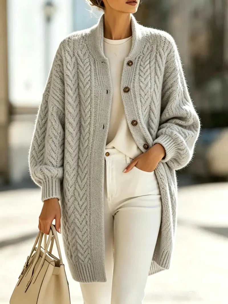 PRUDENZA - Cardigan lungo a trecce in maglia vintage