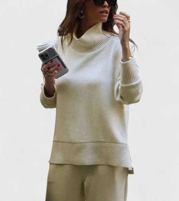 GIULIA - Completo due pezzi relaxed bordeaux e beige