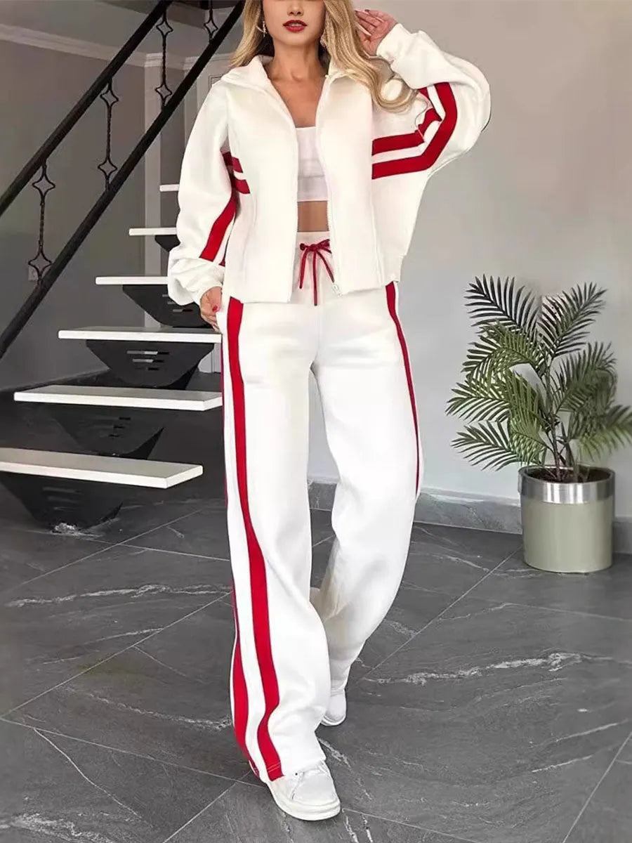 TROVO - Set due pezzi sporty a righe multicolore