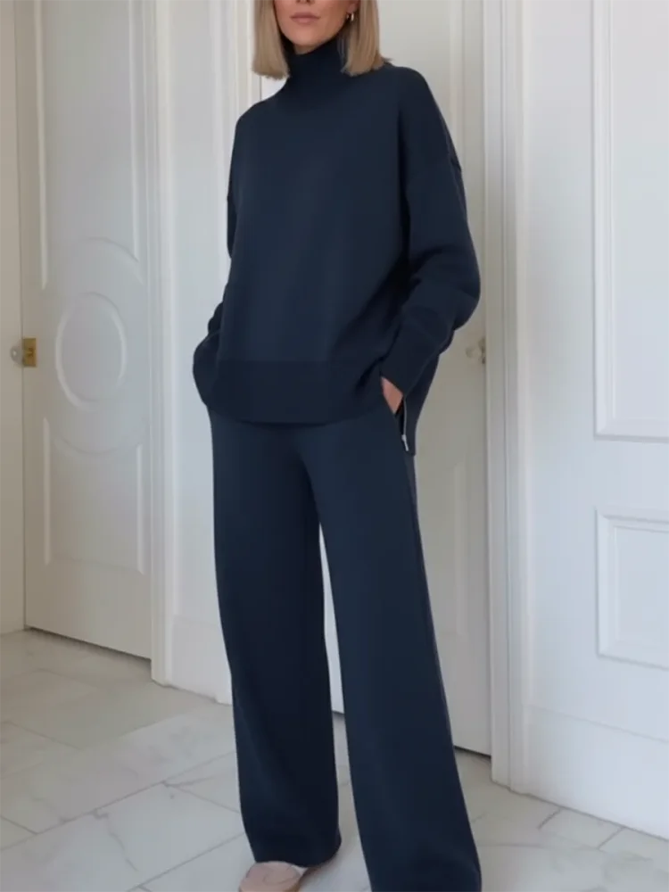 MARTINA - Coordinato due pezzi collo alto zip e pantaloni dritti