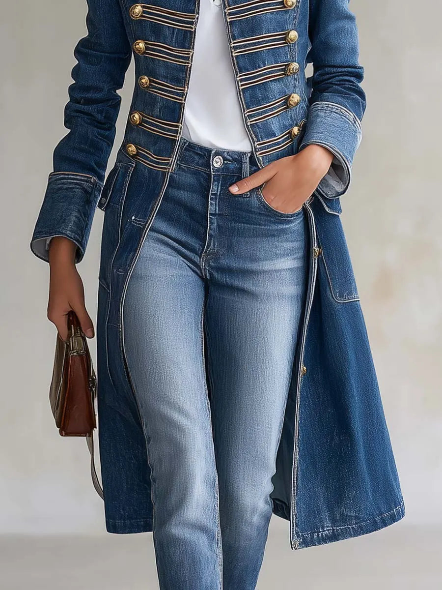 LONGOBUCCO - Cappotto lungo in denim effetto vintage