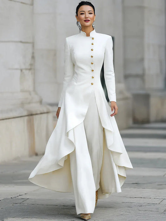 ALISIA - Tailleur bianco con blazer e pantaloni eleganti