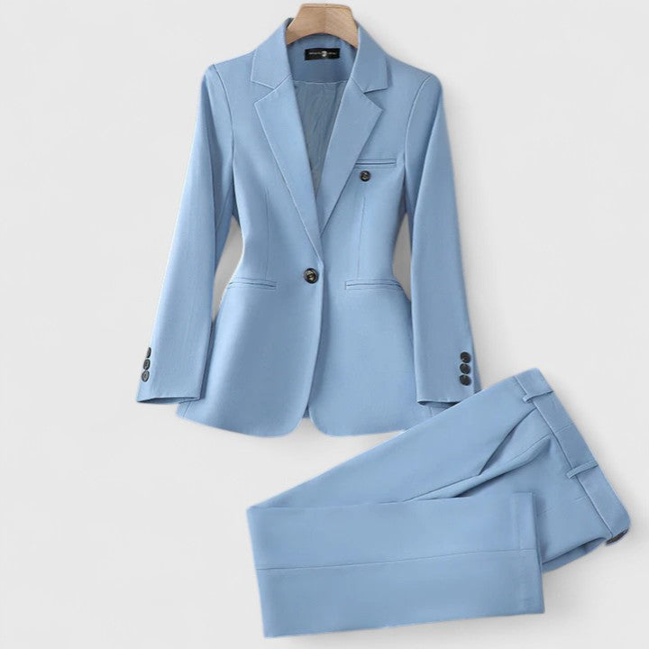 CHIARA - Tailleur blazer e pantaloni elegante in blu, marrone, beige