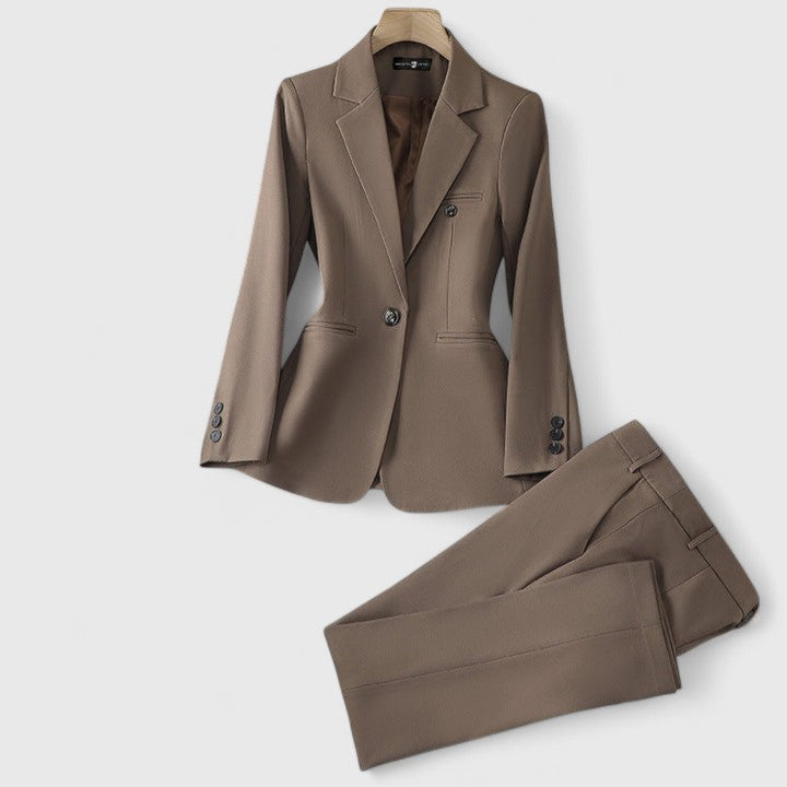 CHIARA - Tailleur blazer e pantaloni elegante in blu, marrone, beige