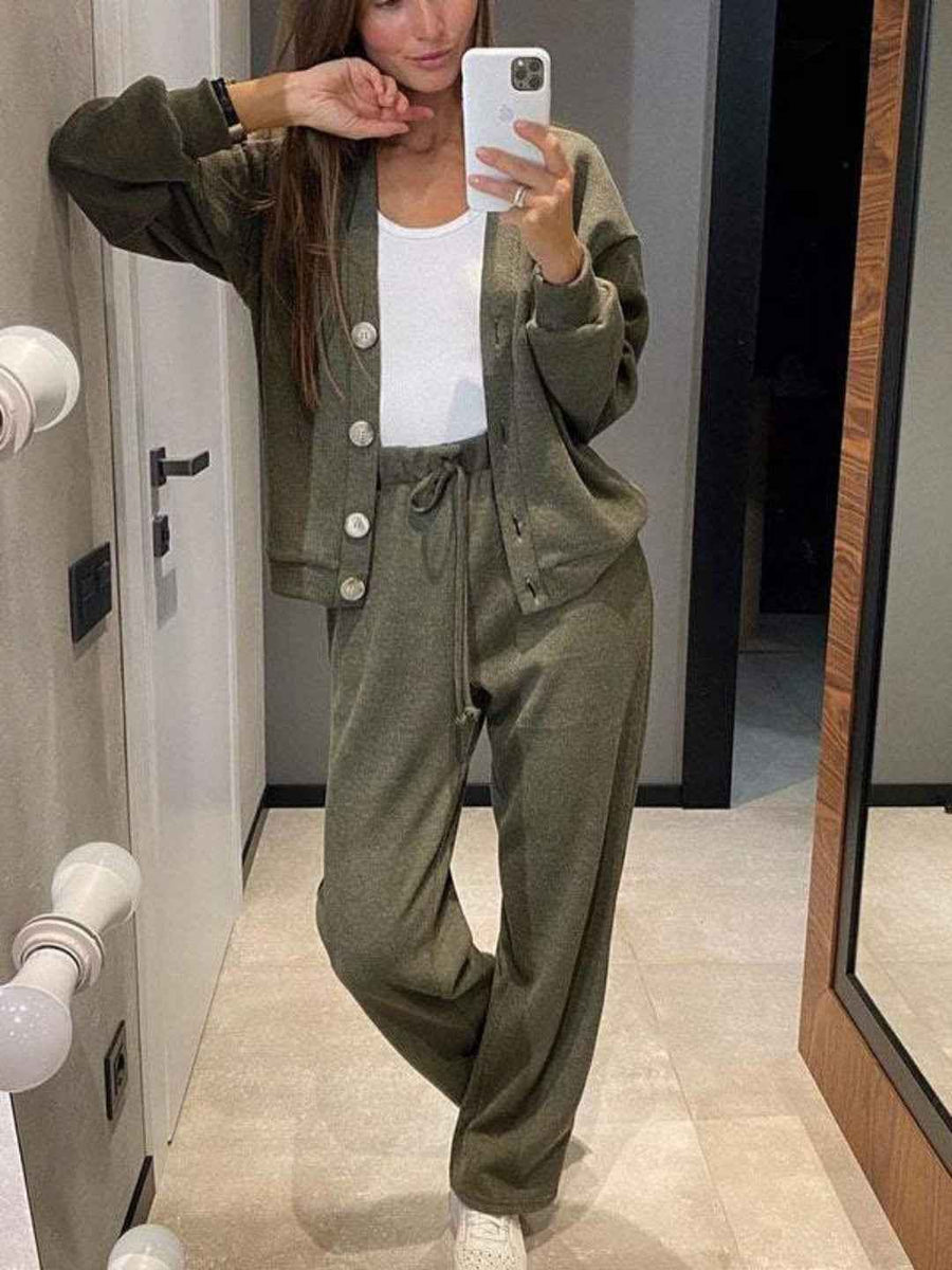 FRAINE - Set due pezzi con cardigan e pantaloni morbidi