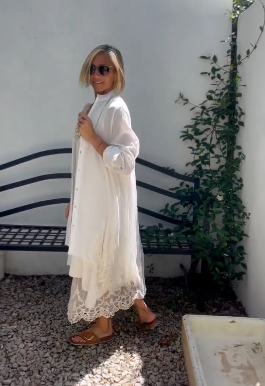 BIANCA - Set abito elegante in pizzo bianco e nero