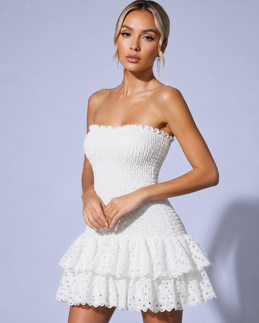 BEATRICE - Mini abito bandeau con rouches