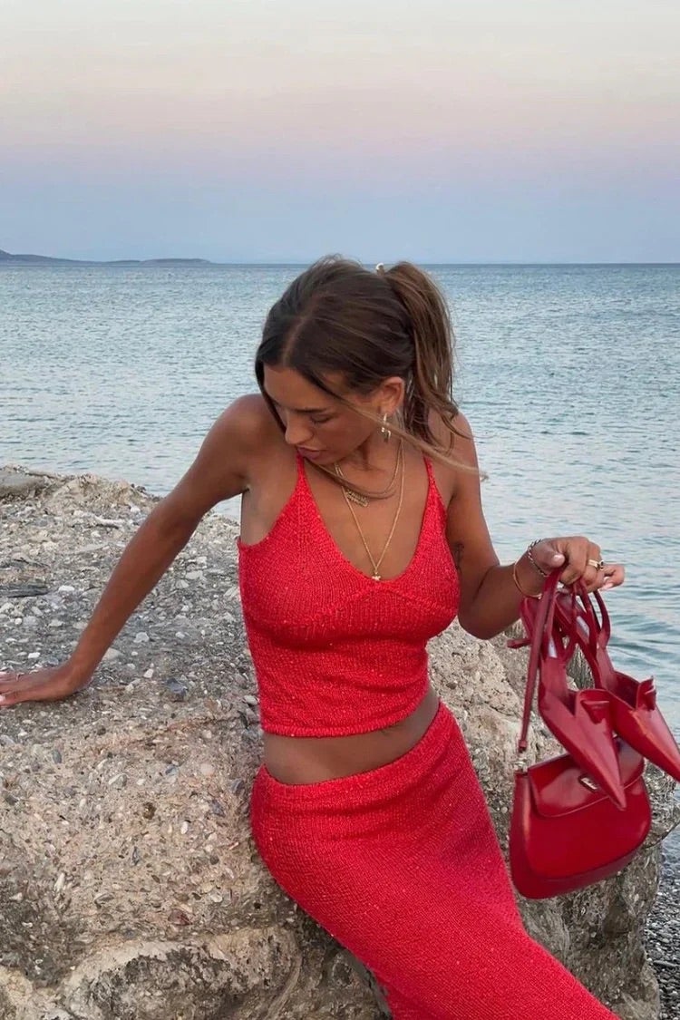 MARTINA - Completo Donna in Tricot Rosso