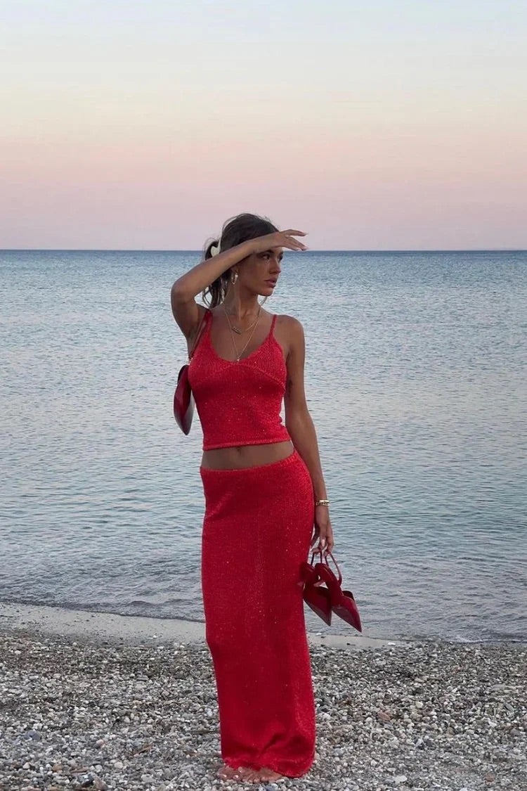 MARTINA - Completo Donna in Tricot Rosso