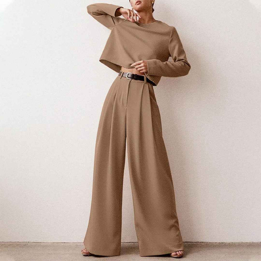 CARPI - Set due pezzi con top corto e pantaloni ampi