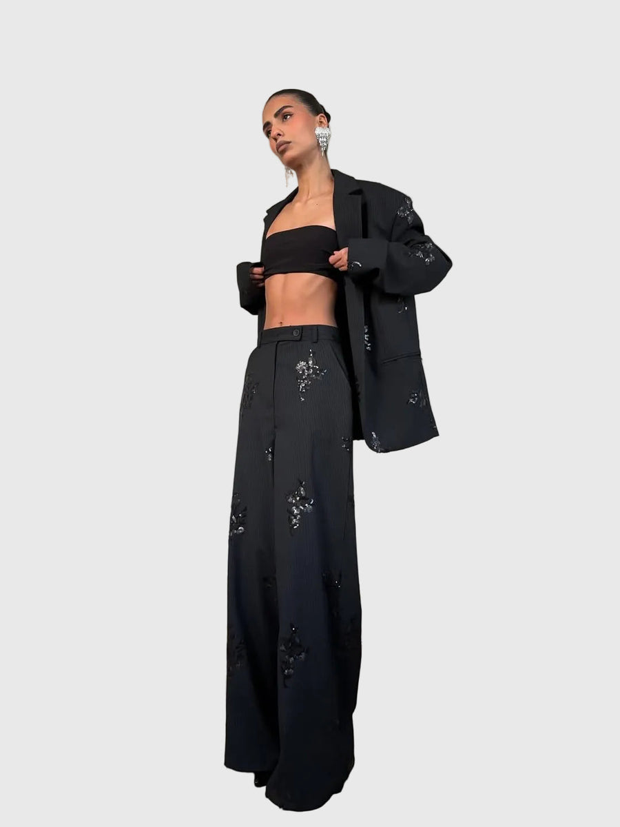VALERIA - Tailleur due pezzi nero con paillettes