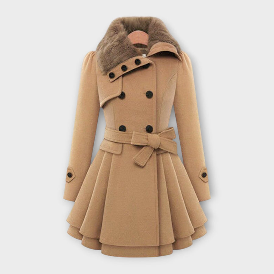 CALLABIANA - Cappotto lungo con collo in pelliccia sintetica