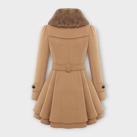 CALLABIANA - Cappotto lungo con collo in pelliccia sintetica