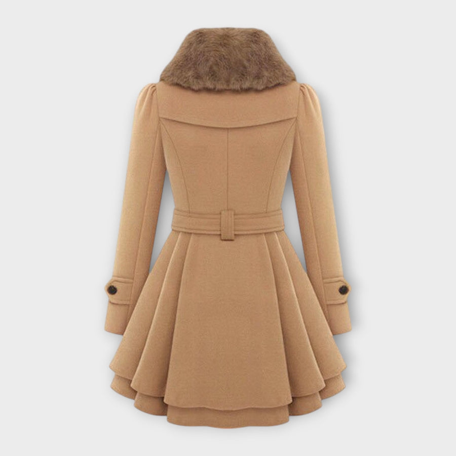 CALLABIANA - Cappotto lungo con collo in pelliccia sintetica