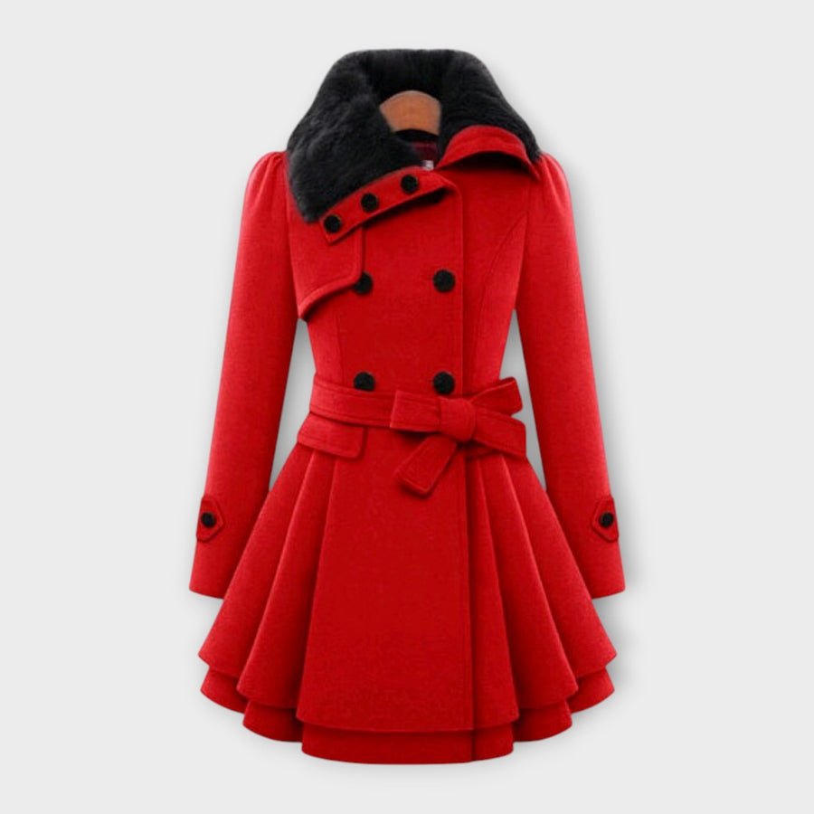 CALLABIANA - Cappotto lungo con collo in pelliccia sintetica