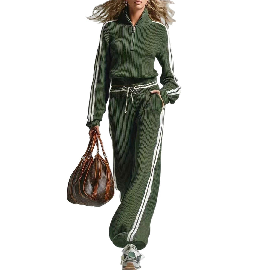 ALBA - Set due pezzi a coste con bande laterali per look sportivi chic ✨
