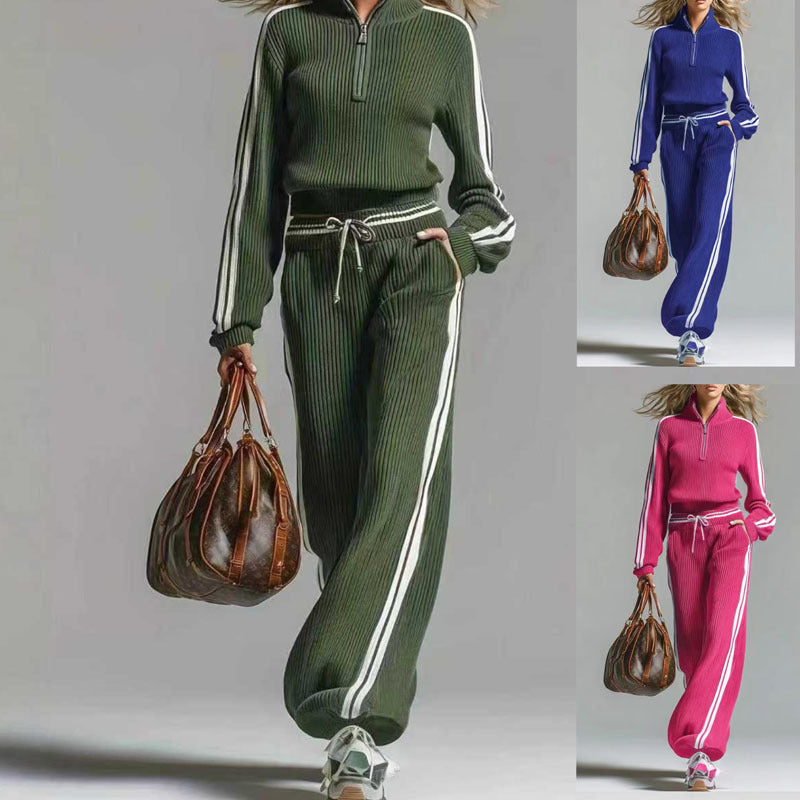 ALBA - Set due pezzi a coste con bande laterali per look sportivi chic ✨
