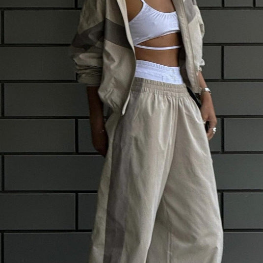 BIBBONA - Set due pezzi casual nero e bianco elasticizzato