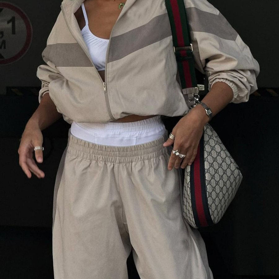 BIBBONA - Set due pezzi casual nero e bianco elasticizzato