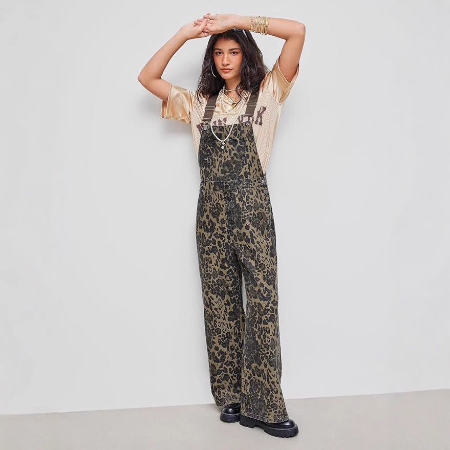 CHIARA - Jumpsuit leopardata a gamba larga retro