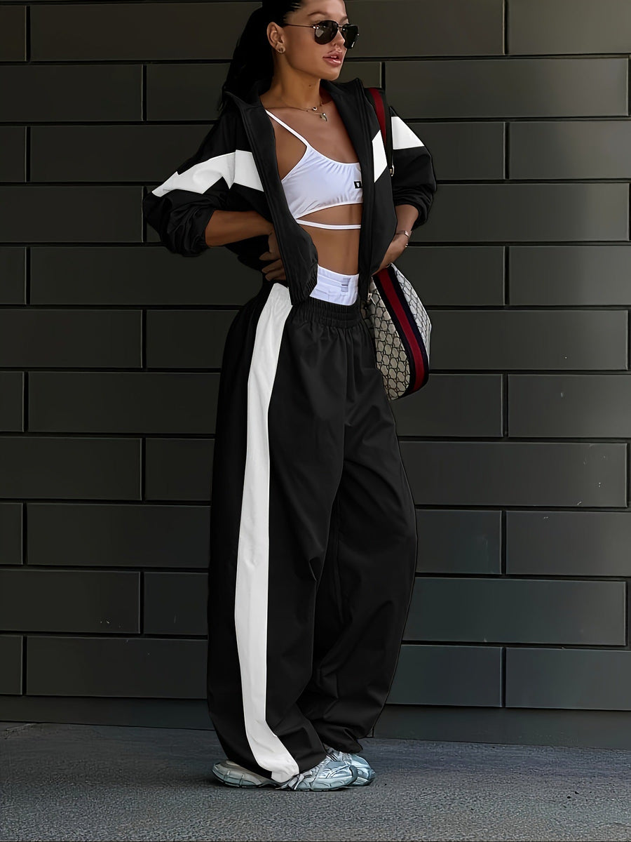 BIBBONA - Set due pezzi casual nero e bianco elasticizzato