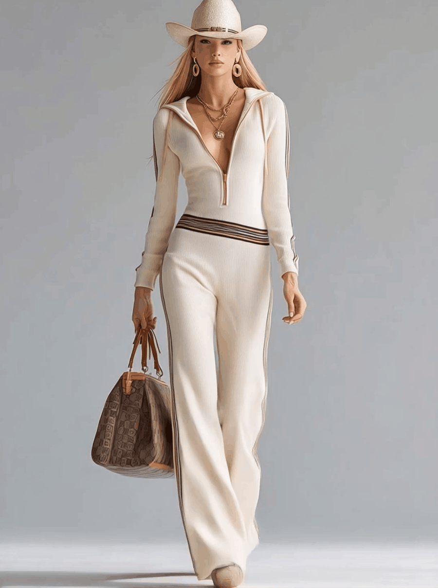 AURORA - Jumpsuit retrò con cappuccio e zip, 3 colori