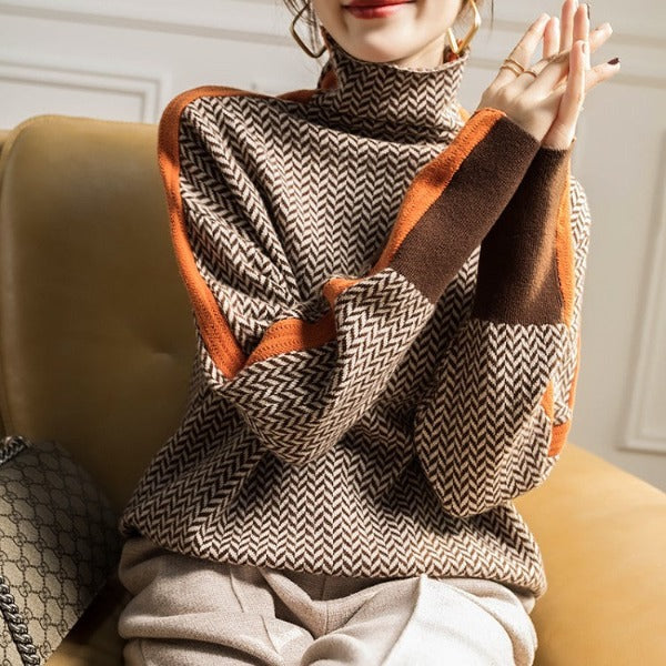 BERTONICO - Maglione a collo alto in tonalità arancio o verde