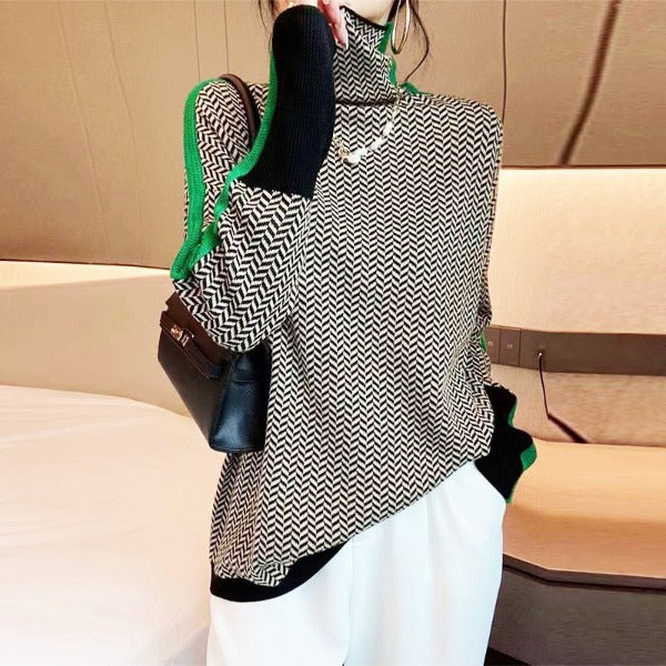 BERTONICO - Maglione a collo alto in tonalità arancio o verde